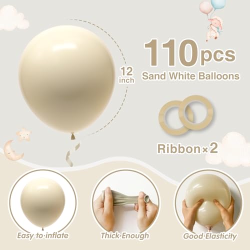 Sand White 12 Inch Latex Balloon Arch Kit 110pcs for Wedding Birthday Party Decorations