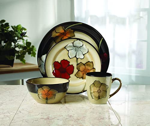 Pfaltzgraff Painted Poppies 16-Piece Stoneware Dinnerware Set for 4 - Standard Packaging