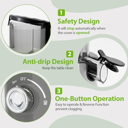 Aeitto Cold Press Juicer with Large Feed Chute - Pearl Grey, Medium