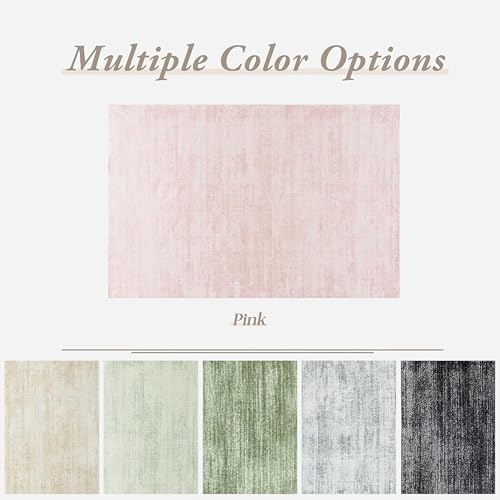 Pink 5x7 Nursery Rug - Washable Modern Abstract Area Rug by BILEEHOME