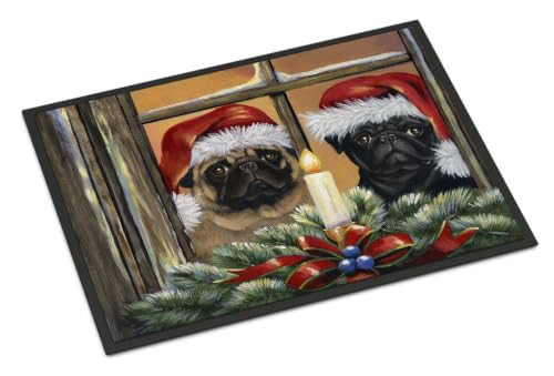Pug Christmas Anticipation Doormat 24x36 Indoor Outdoor Rug - Low Pile, Non-Slip, Washable - Rectangular 2' x 3'