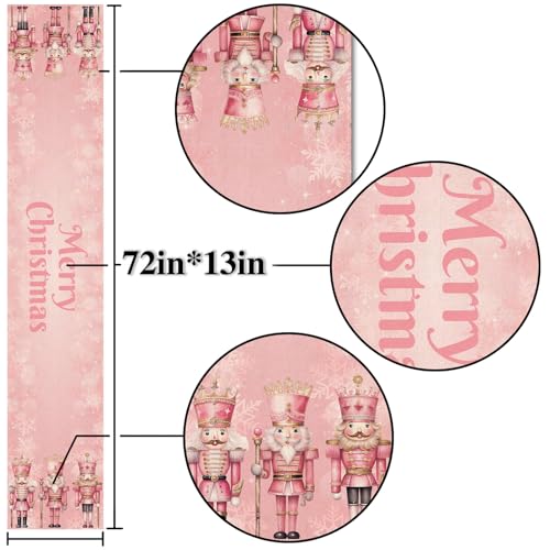 Pink Nutcrackers Christmas Table Runner Xmas Decoration Winter