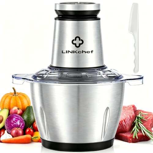 LINKChef 10-Cup Electric Food Processor & Meat Chopper - Bright Silver