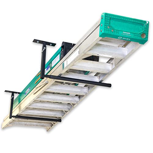 StoreYourBoard Adjustable Ceiling Ladder Rack – Garage Storage for Step & Extension Ladders - Single