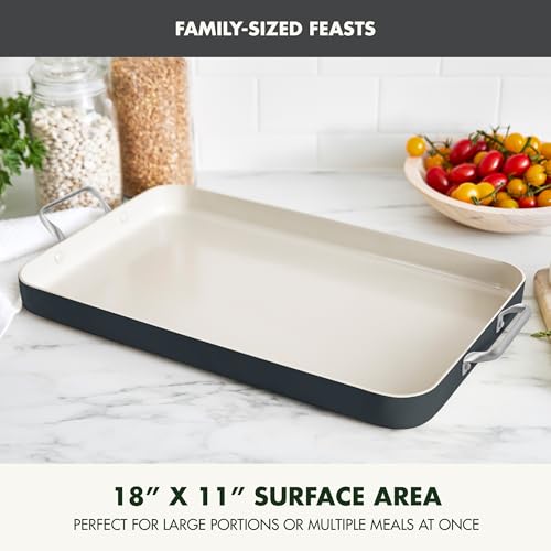 GreenPan 18x11 Inch Ceramic Nonstick Double Burner Griddle Pan, Black - Model Variation