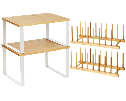 Wood Kitchen Organizer Set for Cabinet Storage - 11.8 x 7.9 Inches - Variation: Wood / 11.8 x 7.9"