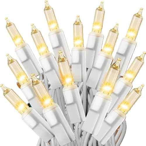 Holiday Pride White Christmas Tree Lights - 100 Count Clear White Lights String on White Wire - 24 Ft - Indoor/Outdoor Use - UL Listed - Static & Flashing Modes - Connectable
