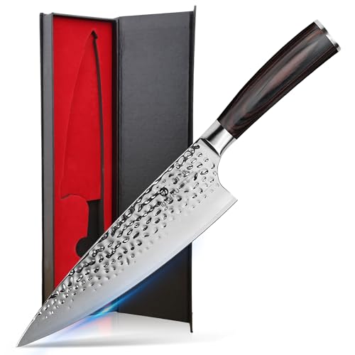 Imarku 8-Inch Hammered Japanese Chef Knife - Silver Powder Steel Edge