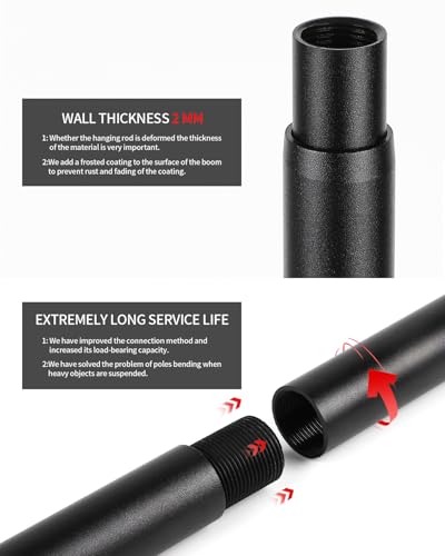 BaiNong Adjustable Closet Rod 17-134 Inch Black Heavy Duty Storage