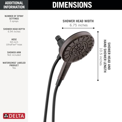 Delta In2ition 5-Setting 2-in-1 Dual Shower Head Venetian Bronze / 5-Spray