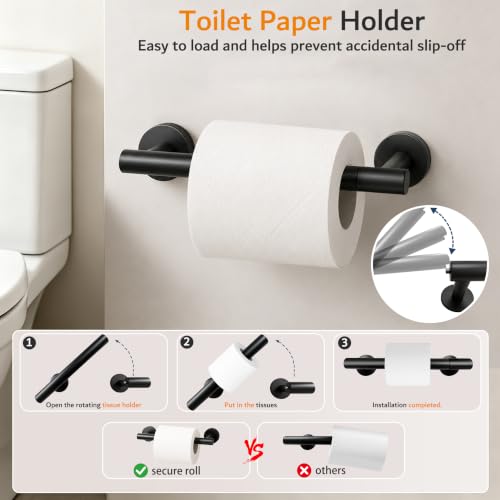 Nolimas Matte Black 5-Piece Bathroom Hardware Set with 24" Towel Bar - Variation A