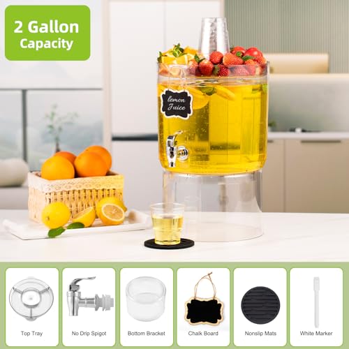 MiraFure 2 Gallon Multi-Function Drink Dispenser with No-Drip Spigot - Party & Outdoor Use (Variation 1)