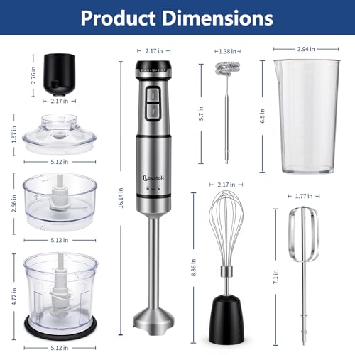 Levstek 1200W Hand Blender Set with 7 Accessories – Immersion Stick Blender for Smoothies, Soups, and More