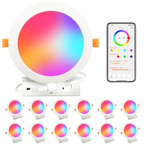 MELPO 12-Pack 6 Inch Smart Recessed LED Ceiling Lights RGBWW Compatible with Alexa & Siri