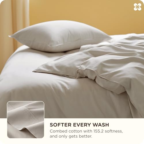 Bedsure Cooling Linen Duvet Cover Set King Size - No Comforter, Natural Bamboo Cotton Blend, Breathable & Hypoallergenic, Ideal for Hot Sleepers
