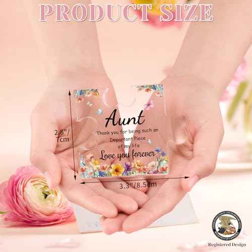 Funnli Aunt Gifts Acrylic Plaque, Mothers Day Birthday Christmas Gifts for Aunt Auntie, Aunt Birthday Gifts from Niece Nephew, Best Aunt Ever Gifts 3.35 x 2.76 Inch Desk Decorations