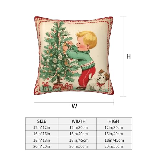 Retro Christmas Throw Pillow Covers Set of 4 - Winter Decorative Linen Cushions 18x18
