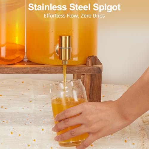 FavorFlavor 2-Pack 1.2 Gallon Glass Drink Dispensers with Stand for Parties