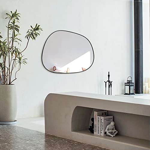 ELEHUME 21x27 Inch Mat Black Asymmetrical Wall Mirror - Modern Framed Decor