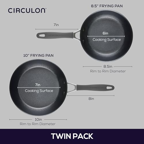 Nonstick Frying Pan Set - 8.5 Inch & 10 Inch Skillet Set - Graphite