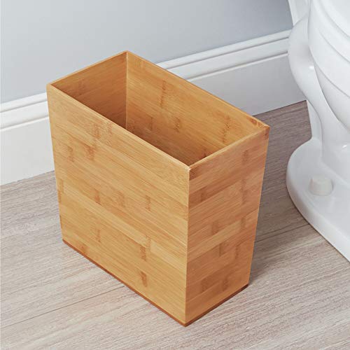 iDesign Rectangular Bamboo Waste Basket - Pack of 1, 10.5 x 5.75 x 10 Inches, Natural Finish