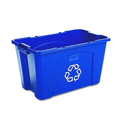 Rubbermaid Commercial 18-Gallon Stackable Recycling Bin with Handles, Blue (1 Pack)