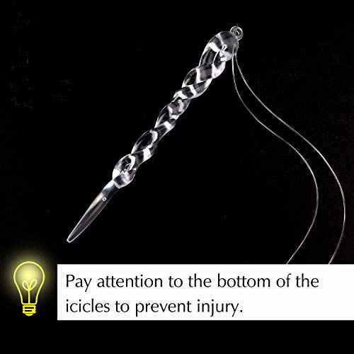 FEPITO 40 PCS Acrylic Christmas Decoration Set - Snowflake, Icicles with Crystal Line Ornaments for Christmas Tree Hanging Decorations