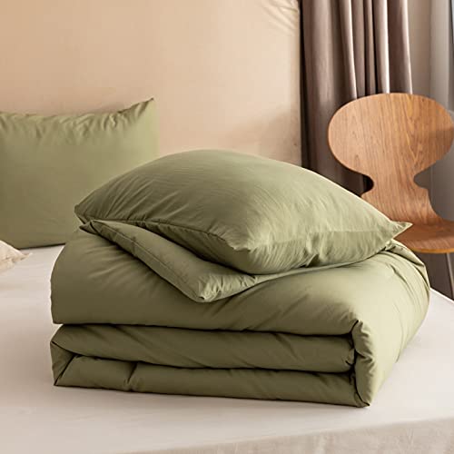 ROSGONIA Queen Comforter Set Olive Green 90x90 inches - All Season Boho Bedding, 3pcs