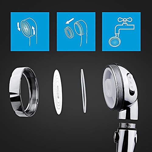 KAIYING Chrome High Pressure Handheld Shower Head with Pause Button and 3 Settings