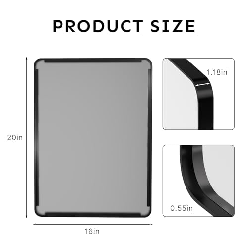 Kosmonia 20"x16" Bathroom Vanity Mirror for Wall Metal Framed Matte