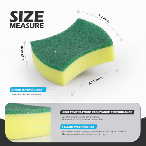 96 Pack Microfiber Non-Scratch Kitchen Sponges for Dish Cleaning