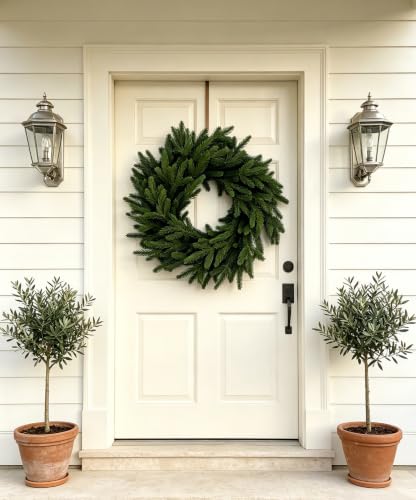 24-Inch KODOUQIN Artificial Christmas Cedar Wreath for Front Door Decor