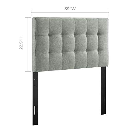 Twin Upholstered Linen Fabric Headboard - Gray Tufted Design