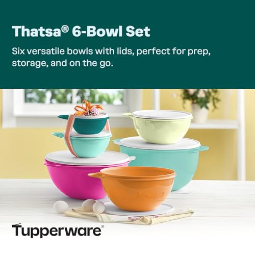 Tupperware Thatsa Bowl Collection - 6 Food Storage Bowls with Lids, BPA-Free & Dishwasher Safe