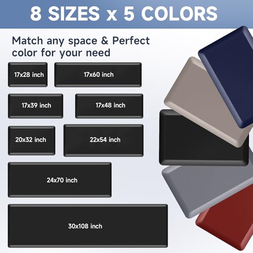 StepRite Black 70" x 24" x 0.8" Thick Memory Foam Kitchen Mat for Standing