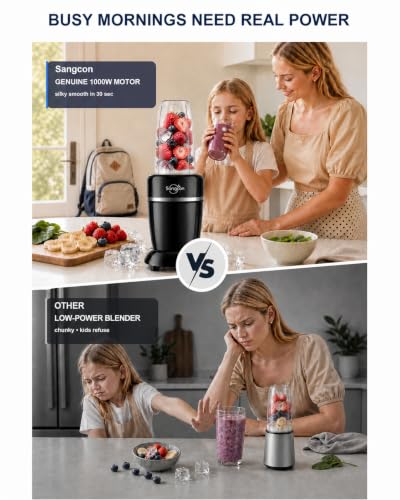Sangcon 1000W Personal Blender with 3 BPA-Free Cups - Black