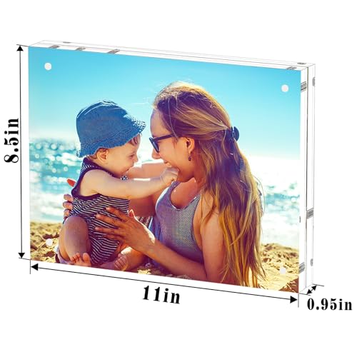 HELPLEX 8.5x11 Acrylic Picture Frames 5 Pack Frameless Double-Sided Magnetic Display, 24mm Thickness
