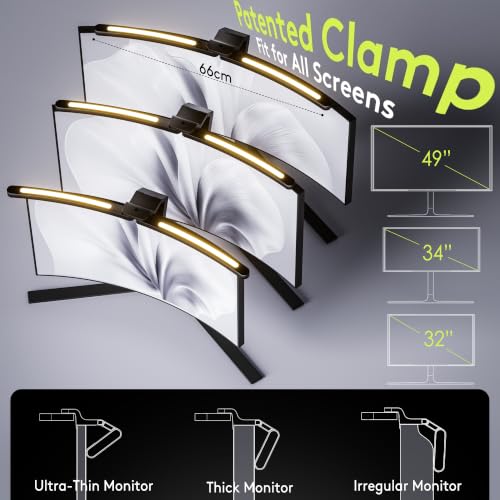 Curved Monitor Light Bar RGB Desk Lamp for 34+ Inch Screens, Stepless Brightness & Color
