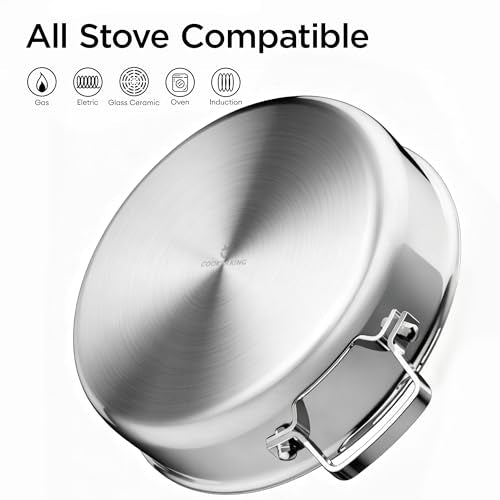 Cooker King 5Qt Stainless Steel Sauté Pan with Lid - Silver Braiser & Chicken Fryer