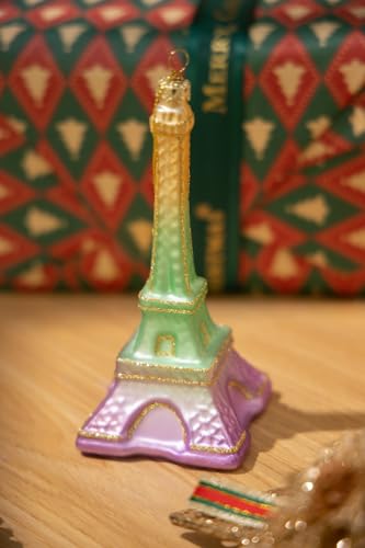 2pcs Glass Eiffel Tower Christmas Ornaments for Holiday Tree Decor