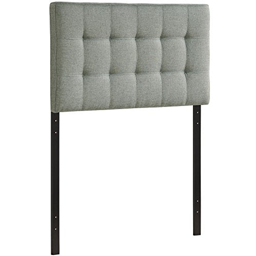 Twin Upholstered Linen Fabric Headboard - Gray Tufted Design