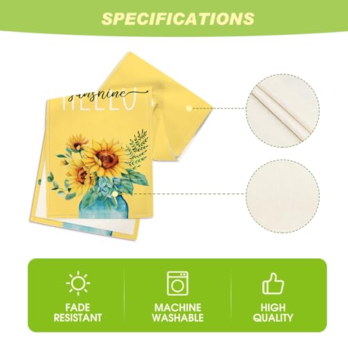 Artoid Mode 13 x 90 Inch Yellow Hello Sunshine Sunflower Table Runner
