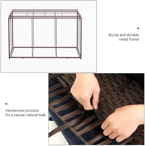 SONGMICS 160L Woven Storage Basket with Lid, Foldable, Brown