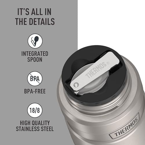 Thermos Stainless King Food Jar 16oz with Spoon - Matte Steel, Leak-Proof