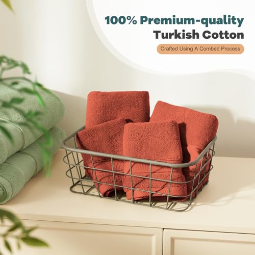 Marvione Burnt Orange 6-Piece Turkish Cotton Luxury Bath Towel Set