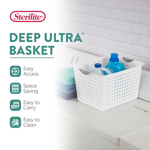 Sterilite Deep Ultra Basket 6-Pack | Open Top Plastic Storage Organizer