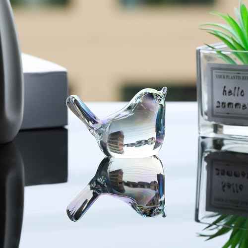 Ornalrist Crystal Clear Birds Figurines Home Decor, Glass Art Birds Collectible Figurines Paperweights Crystal Decor Gifts for Women Mom Friends (Clear)