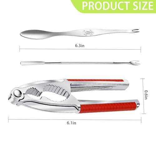Nut Cracker 2-Pack Stainless Steel with Non-Slip Handle - Red, Multi-Purpose for Nuts & Shellfish (GZLT)