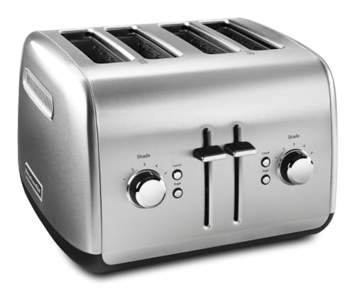 KitchenAid 4-Slice Toaster with Wide Slots & Adjustable Shade, Brushed Stainless