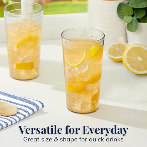US Acrylic Cafe Plastic Reusable Tumblers (Set of 16) 20-ounce Water Cups Assorted Colors | Restaurant Style Drinking Glasses Value Set, Stackable, BPA-free, Made in the USA | Top-rack Dishwasher Safe